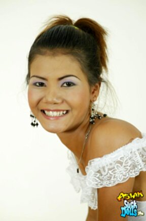 Katie in stockings strips white dress and shows her small breasts