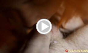 Pa lying on bed sucking cock and licking balls